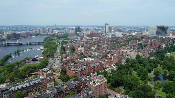 Quartiere residenziale aereo Boston Charles River — Video Stock