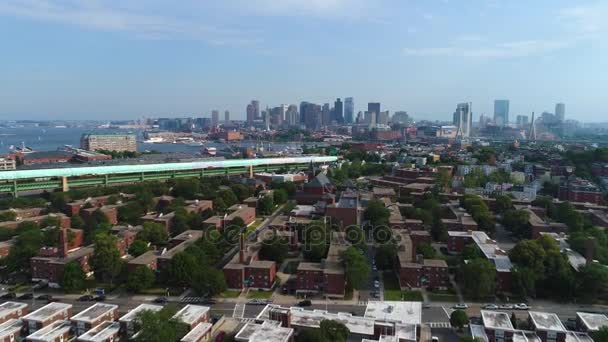 Charlestown con vista sul centro di Boston 4k — Video Stock