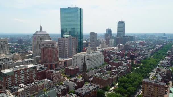 Om inrättande av antenn skott av Boston Downtown 4k — Stockvideo