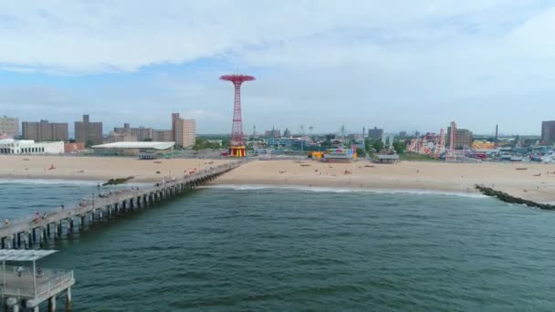 Coney Island pier backfly 4k 60p — Stock Video