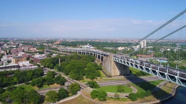 Aerial video Verrazano bron till Fort Wadsworth Staten Island 4k spännande — Stockvideo