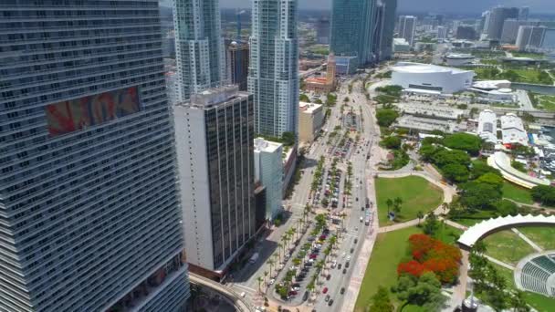 Hoogbouw gebouwen op Biscayne Boulevard, Miami — Stockvideo