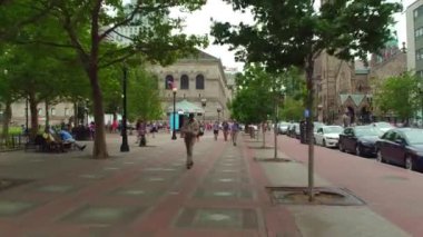 İnsanlar boston ABD 4k kalabalıklar Copley Square