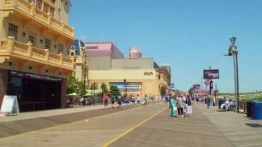 Stok video Atlantic City boardwalk 4 k stabilize