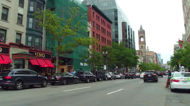 Stock Video Boylston Street Downtown Boston ma — Stockvideo