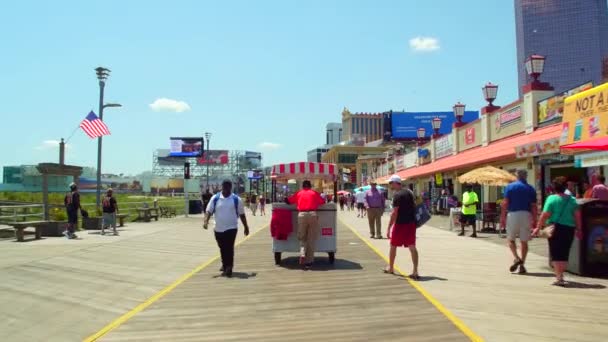 Erste Person Sicht Filmmaterial Atlantic City Boardwalk 4k — Stockvideo