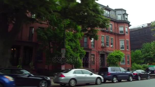 Arquitetura residencial histórica Boston Beacon Street — Vídeo de Stock