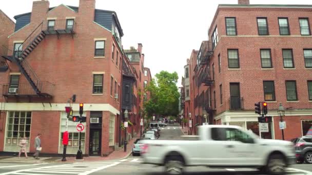 Leuchtfeuer Hügel Nachbarschaft Boston ma usa — Stockvideo