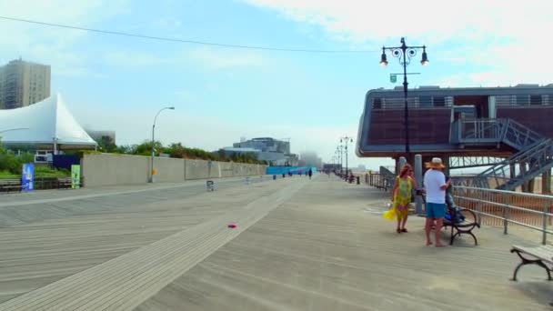 Coney Island Beach boardwalk Ny — Stok video
