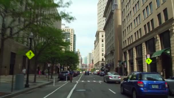 Ruchu wideo Uber taxi w Boston 4k — Wideo stockowe