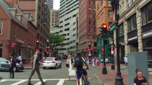 Movimiento video Washington Street Boston — Vídeo de stock