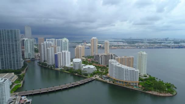 Drone Brickell Key Miami 4k — Stock Video