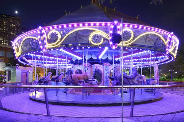 O Greenway Carousel Boston à noite — Fotografia de Stock
