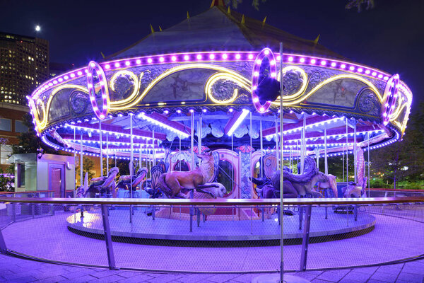 The Greenway Carousel Boston at night