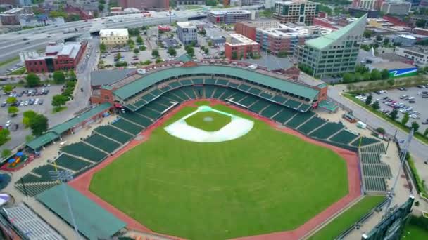 Aerial flyover Louisville Slugger Stadium 4k 60p — Stock Video