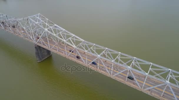 Aerial shot George Rogers Clark Memorial Bridge 4k — Stock Video