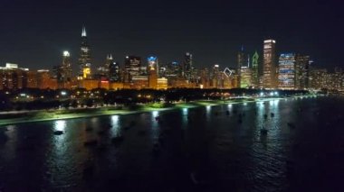 Geceleri hava hyperlapse video Chicago