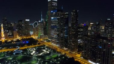 Hava yanal uçuş Downtown Chicago ABD 4k