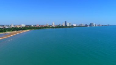 Chicago Evanston Beach dron görüntüsünü oluşturma