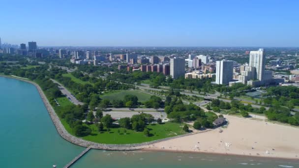 Повітряні Панорама Evanston штат Чикаго — стокове відео