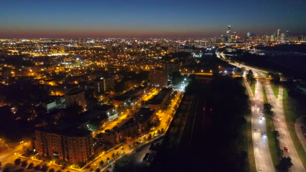 Tiro aéreo bairro Chicago Groveland Park — Vídeo de Stock