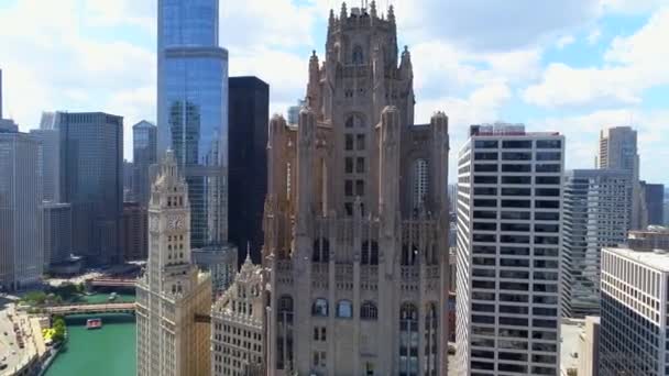 Историческая архитектура Downtown Chicago 4k 60p — стоковое видео