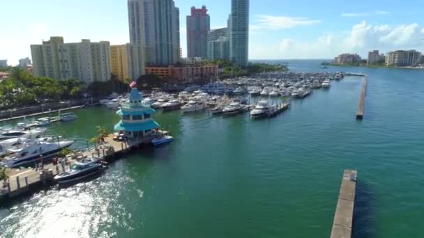Antena drone video Miami Beach Marina 4k 60p — Vídeo de stock