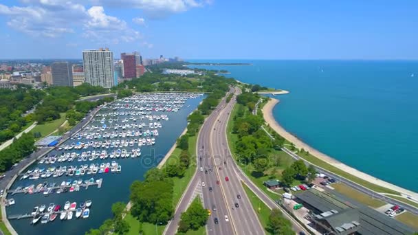 «ДжонсонДайверси» гавань Чикаго 4k 60p — стоковое видео