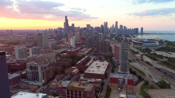 Чикагский закат 4k — стоковое видео