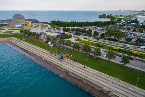 Natáčení scény Chicago Fire na panorama Adler planetárium — Stock fotografie