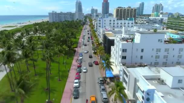 Ocean Drive och Lummus Park Miami Beach — Stockvideo