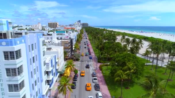 Ocean Drive flyover shot — Stock Video