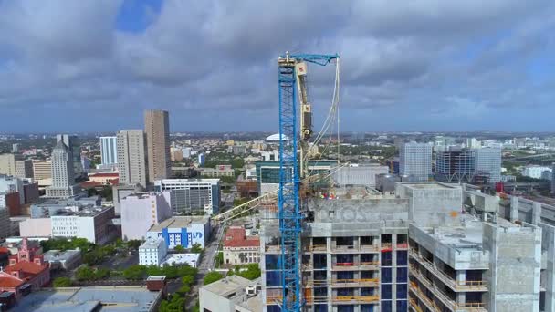 Downtown Miami kraan beschadigd uit orkaan Irma — Stockvideo