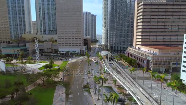 Overstroming van Downtown Miami orkaan Irma — Stockvideo