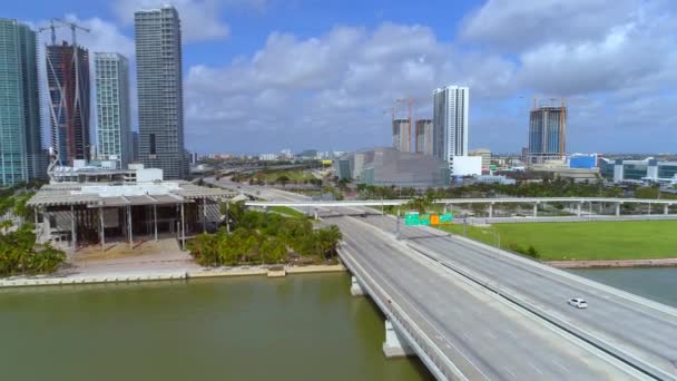 Downtown Miami Macarthur Causeway Múzeum Park — Stock videók