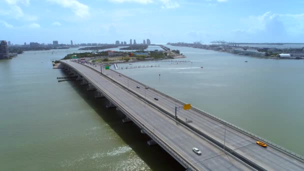MacArthur Causeway Miami — Vídeos de Stock