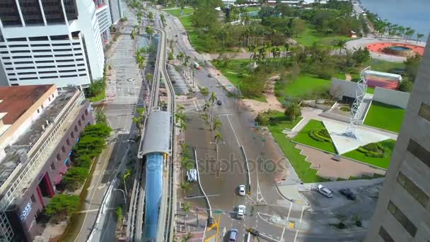 Powodzi i gruzu Downtown Miami — Wideo stockowe