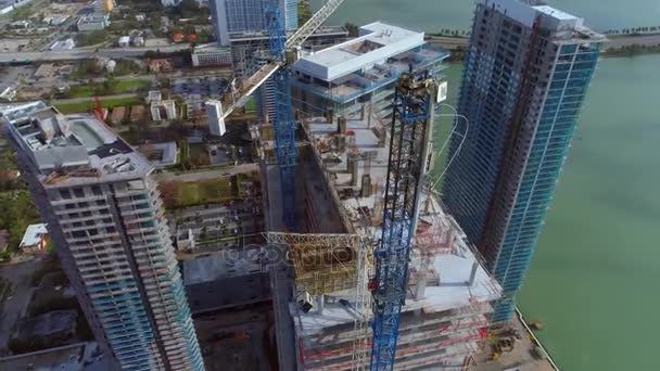 Hurikán Irma jeřáb zničení Miami — Stock video