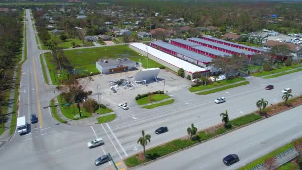 Bensinstation förstördes av orkanen Irma Neapel Fl — Stockvideo