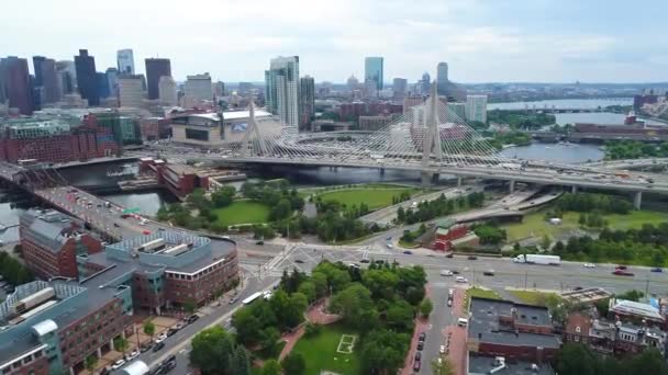 Boston Zakim Puente y río — Vídeo de stock
