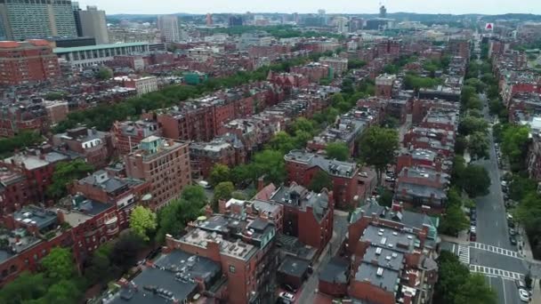 Brownstone gebouwen Boston luchtfoto — Stockvideo