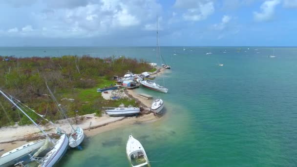 Segelboote Florida Schlüssel zerstört Hurrikan Irma — Stockvideo