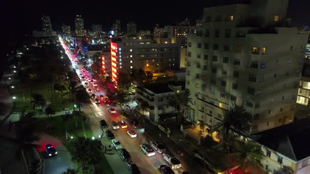 Hotéis e clubes de dança Miami Beach Ocean Drive — Vídeo de Stock