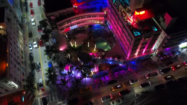 Aerial shot Clevelander South Beach Hotel and Bar — Stock Video