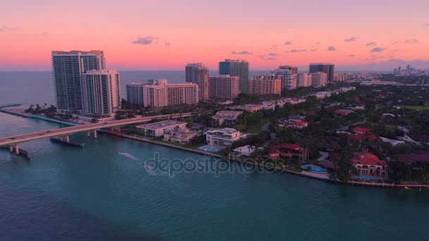 Oranžový soumrak Miami Beach Bal Harbour — Stock video