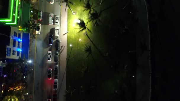 Direct overhead aerial shot Ocean Drive Miami Beach — Stock Video