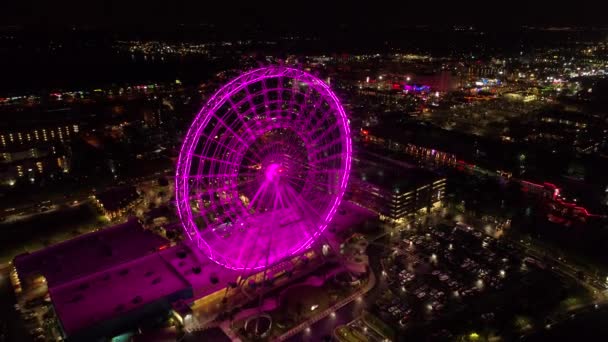 Antenne terugtrekken Orlando Eye reuzenrad — Stockvideo