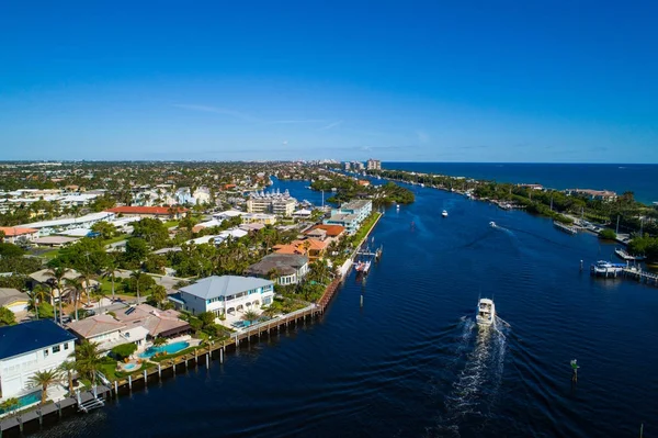 Letecký snímek Hillsboro Florida Intracoastal waterway a luxusní — Stock fotografie
