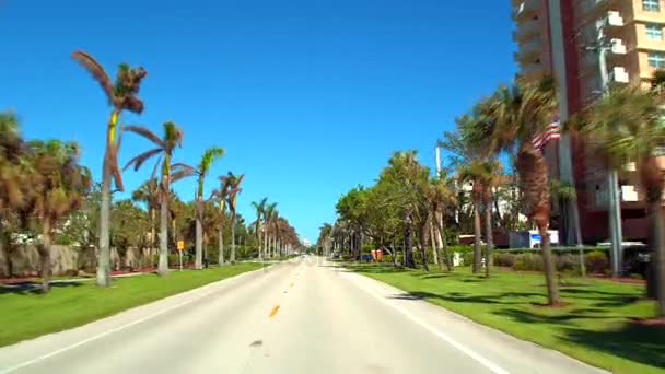 Driving on commercial business district Pompano — Stock Video