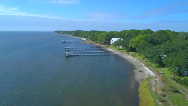 Aerial Waterfront Homes Carrabelle Gulf Mexico 60P — Stock Video